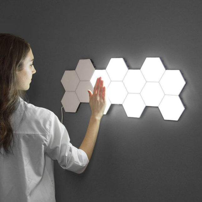 Modulær sekskantet LED-vegglampe med touch