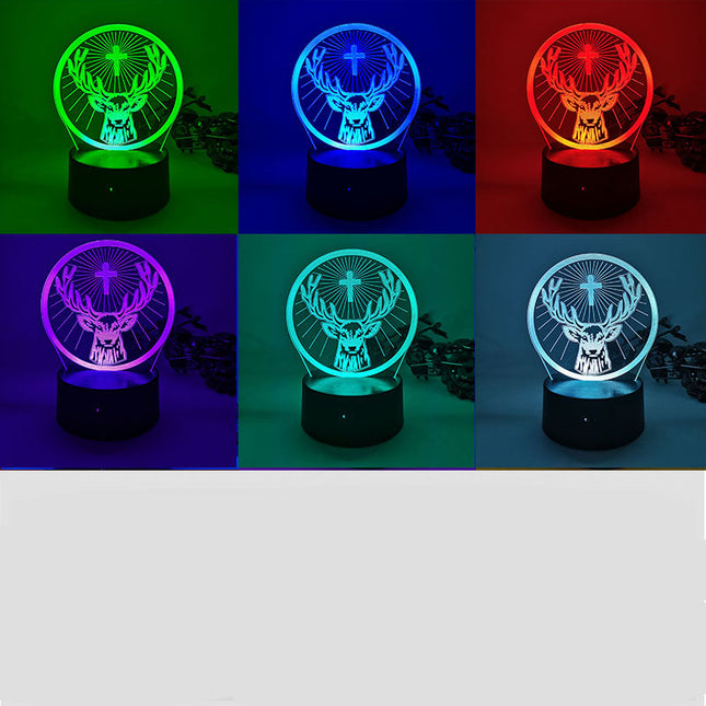 3D LED nattlampe med hjortemotiv