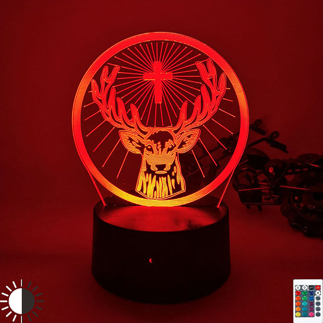3D LED nattlampe med hjortemotiv