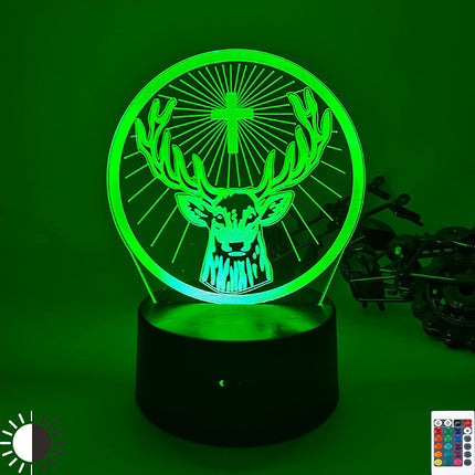 3D LED nattlampe med hjortemotiv