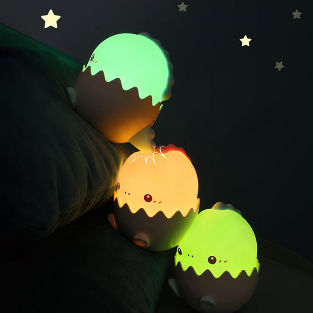 Fargerik LED-nattlampe som dinosaur-egg