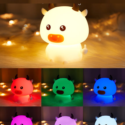 Søt LED nattlampe ku med touch