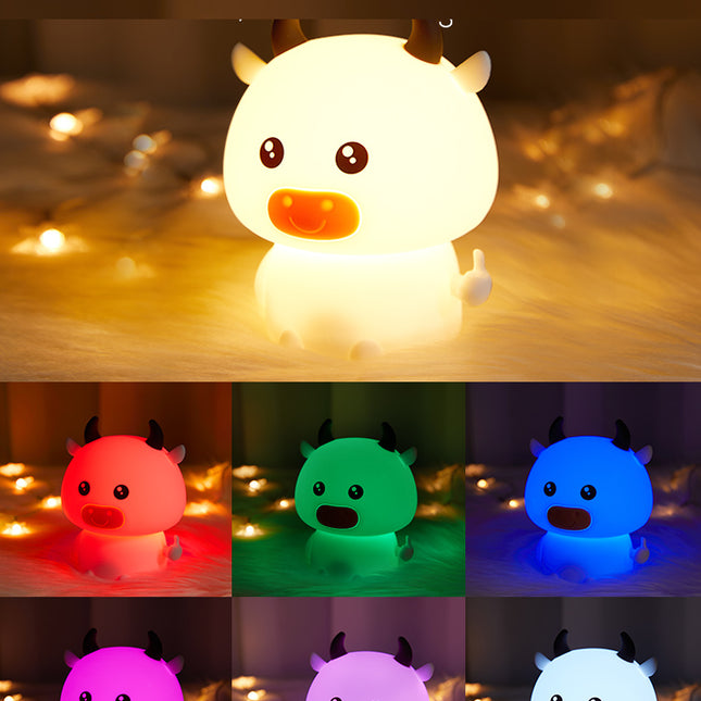 Søt LED nattlampe ku med touch