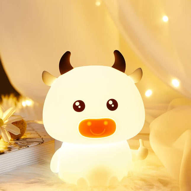 Søt LED nattlampe ku med touch