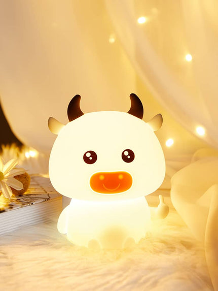 Søt LED nattlampe ku med touch