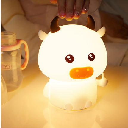 Søt LED nattlampe ku med touch