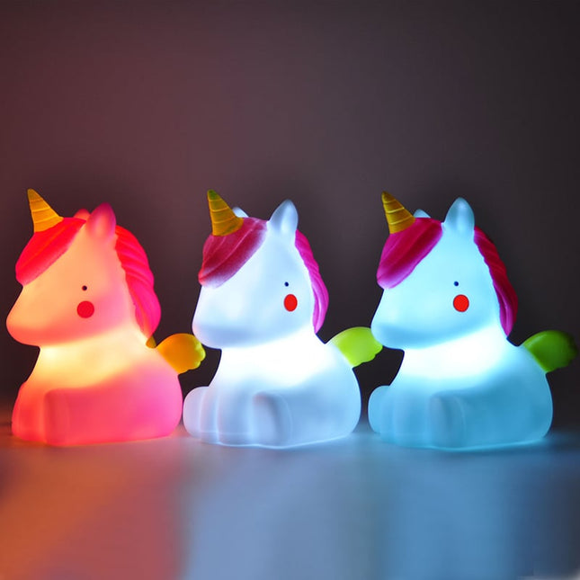 Søt mini enhjørning LED nattlampe