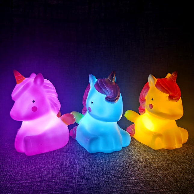 Søt mini enhjørning LED nattlampe