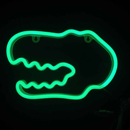 T-Rex hodeskalle neon vegglampe
