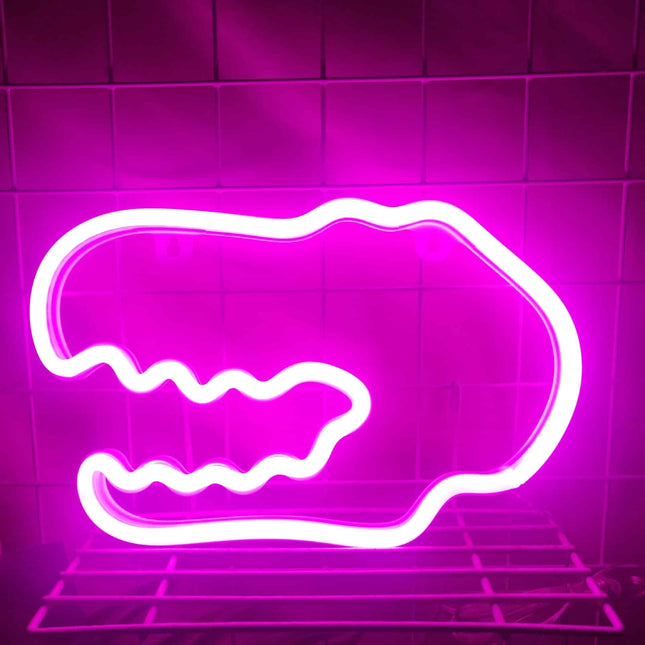 T-Rex hodeskalle neon vegglampe