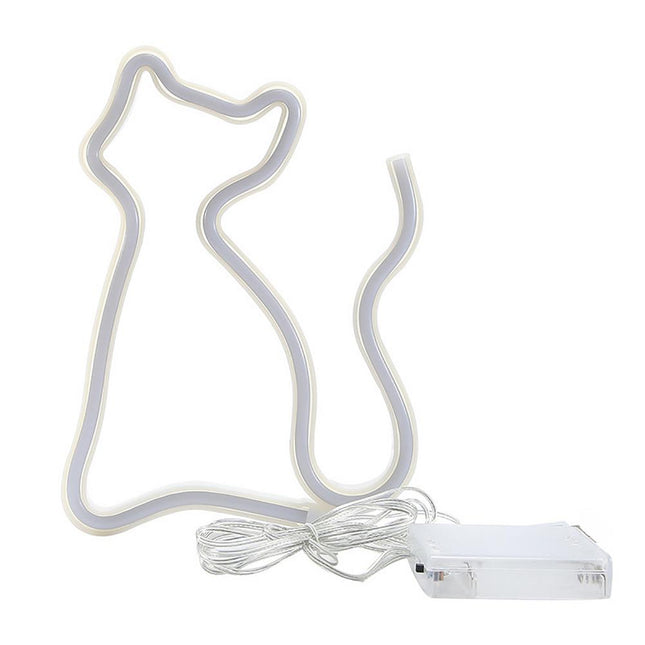 Katteformet LED neon nattlampe for vegg