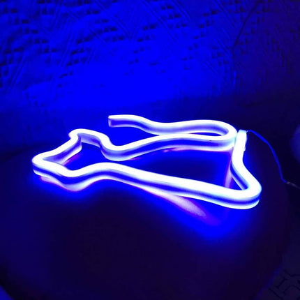 Katteformet LED neon nattlampe for vegg