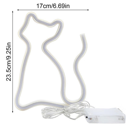 Katteformet LED neon nattlampe for vegg