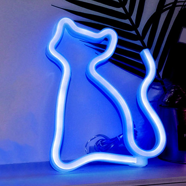 Katteformet LED neon nattlampe for vegg