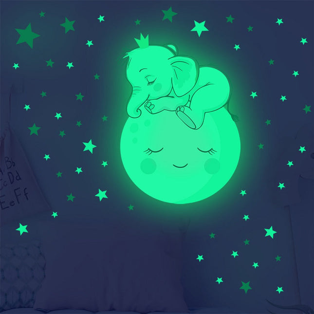 Selvlysende veggklistremerke med baby elefant