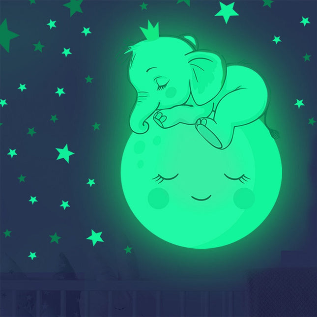 Selvlysende veggklistremerke med baby elefant