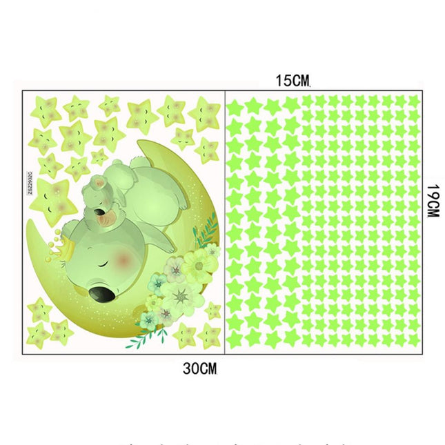 Selvlysende veggdekor med koala og stjerner