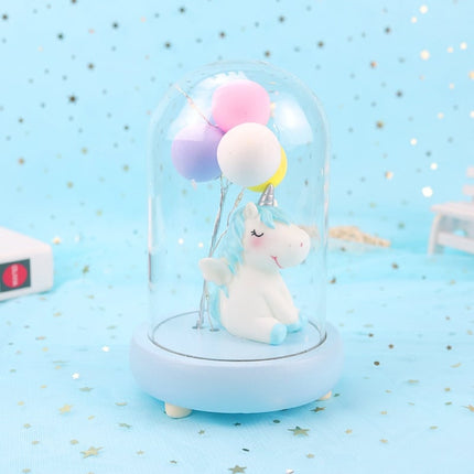Enhjørning nattlys for barn i glasskuppel