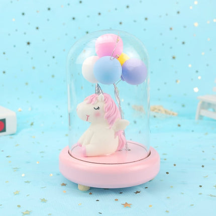 Enhjørning nattlys for barn i glasskuppel