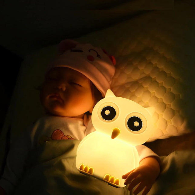 Myk silikon nattlampe ugle for barn