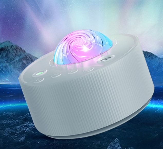 Nordlysprojektor med stjernehimmel og musikk