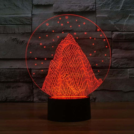 Fargerik 3D-lampe med fjellmotiv