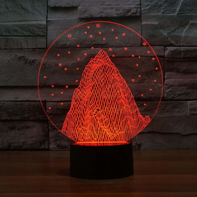 Fargerik 3D-lampe med fjellmotiv
