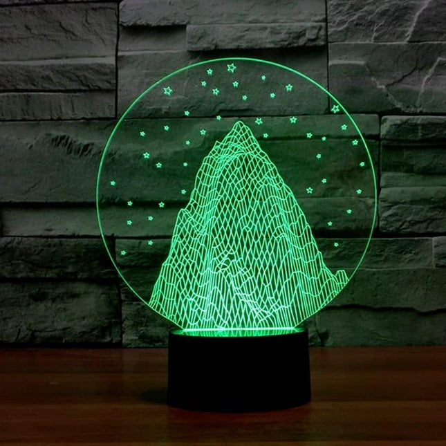 Fargerik 3D-lampe med fjellmotiv