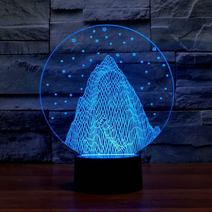 Fargerik 3D-lampe med fjellmotiv