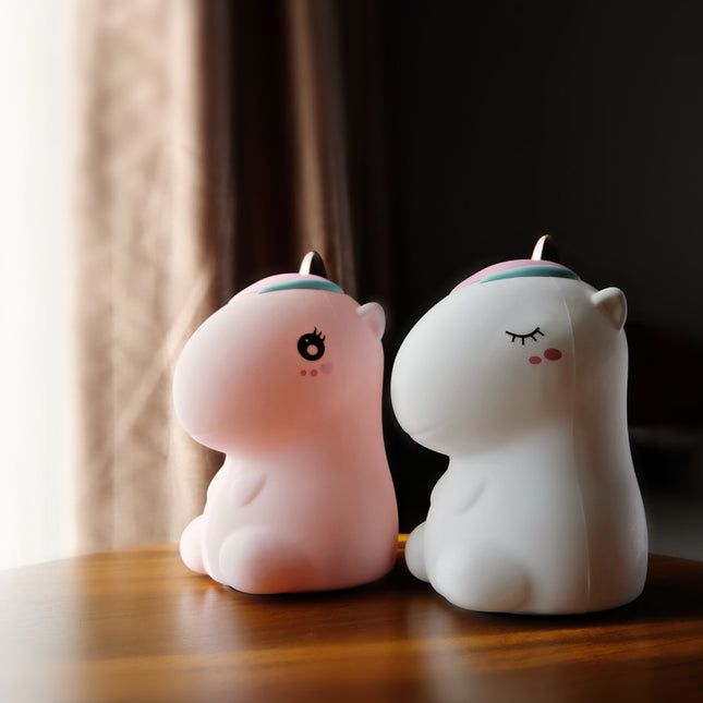 Fargerik enhjørning nattlys i silikon