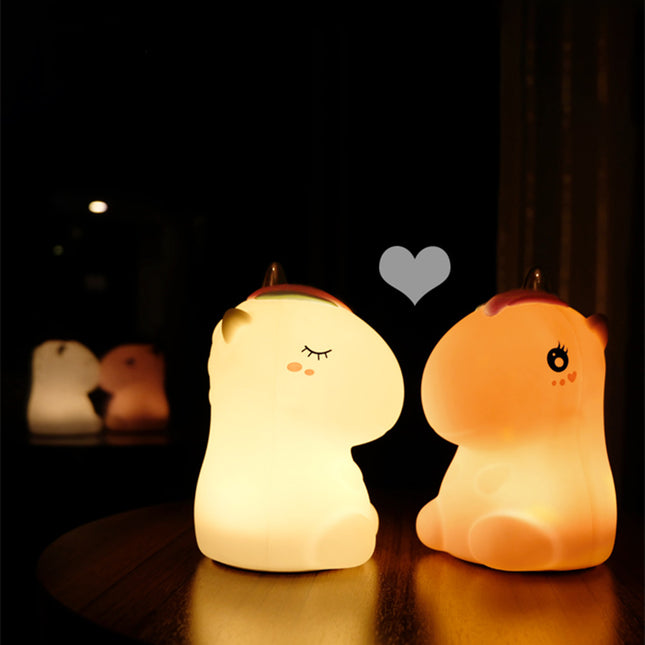 Fargerik enhjørning nattlys i silikon