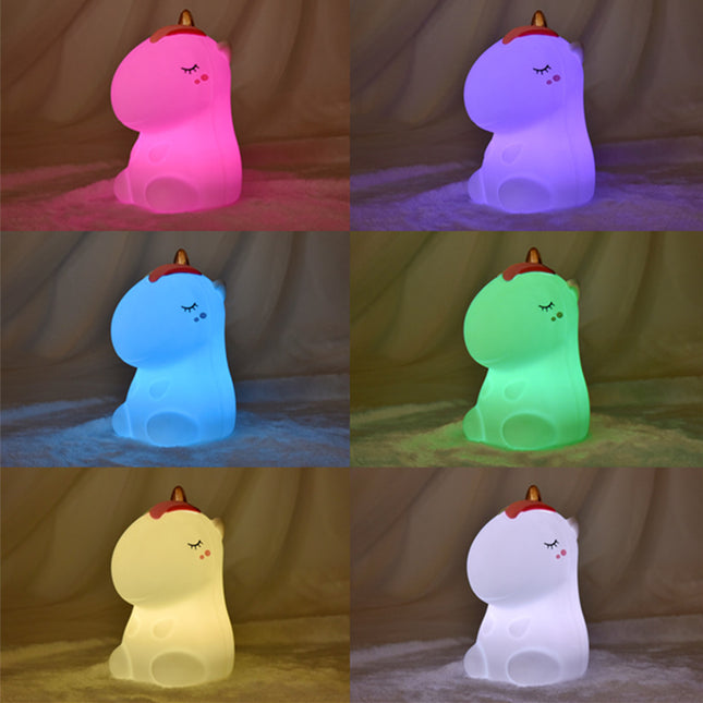 Fargerik enhjørning nattlys i silikon