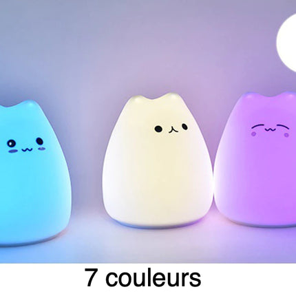 Myk silikon nattlampe formet som kattunge
