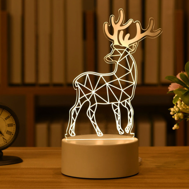 3D illusjonslampe for barn hjortemotiv