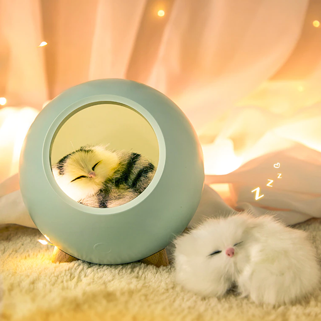 Oppladbar nattlampe med sovende katt