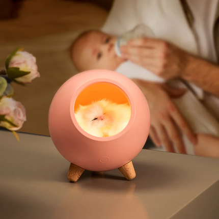 Oppladbar nattlampe med sovende katt