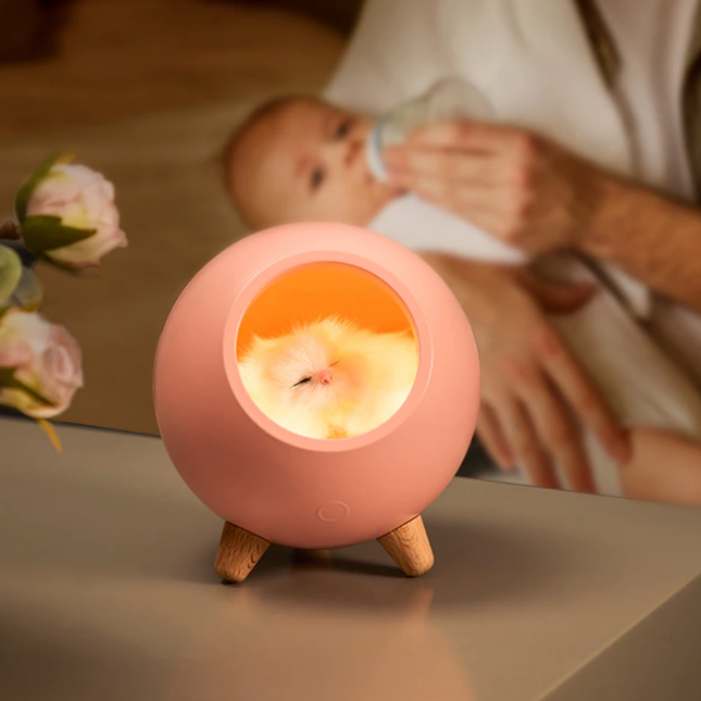 Oppladbar nattlampe med sovende katt