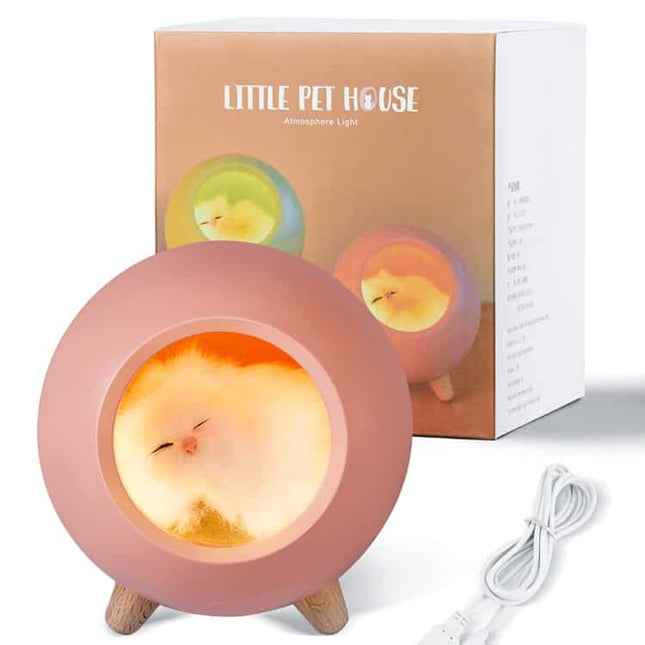 Oppladbar nattlampe med sovende katt