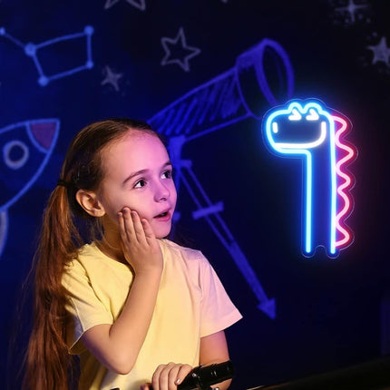 LED neonlys med søt langhals dinosaur