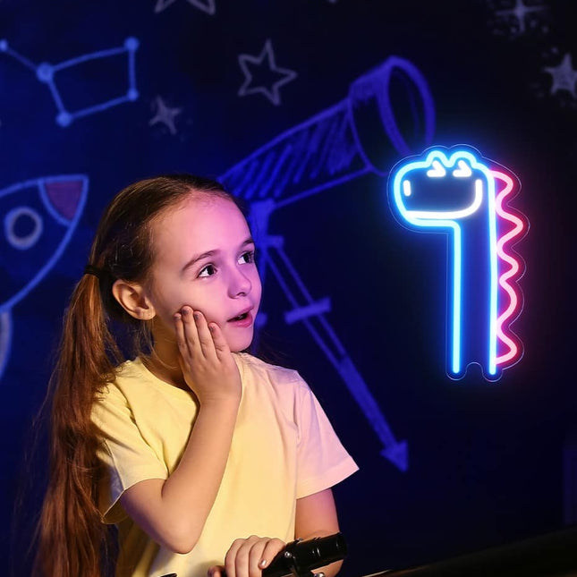 LED neonlys med søt langhals dinosaur
