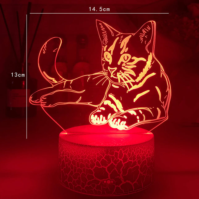 3D illusjon nattlampe med kattemotiv