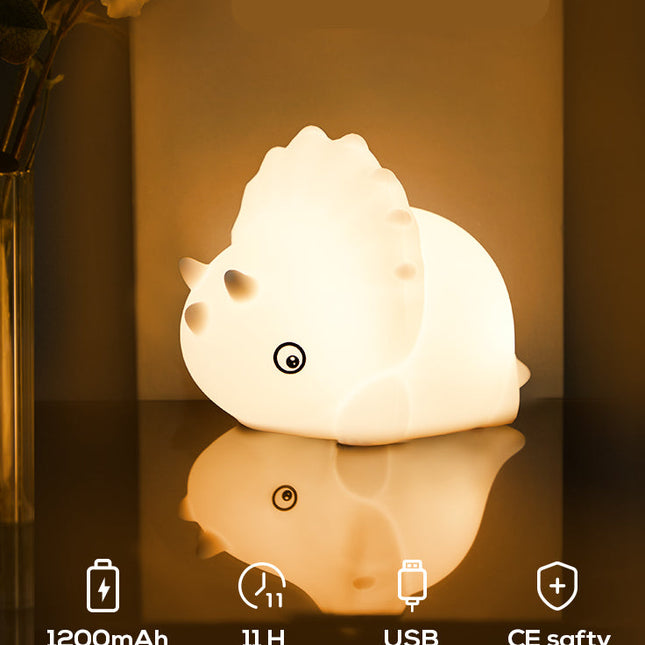 Dinosaur nattlampe i silikon med touch