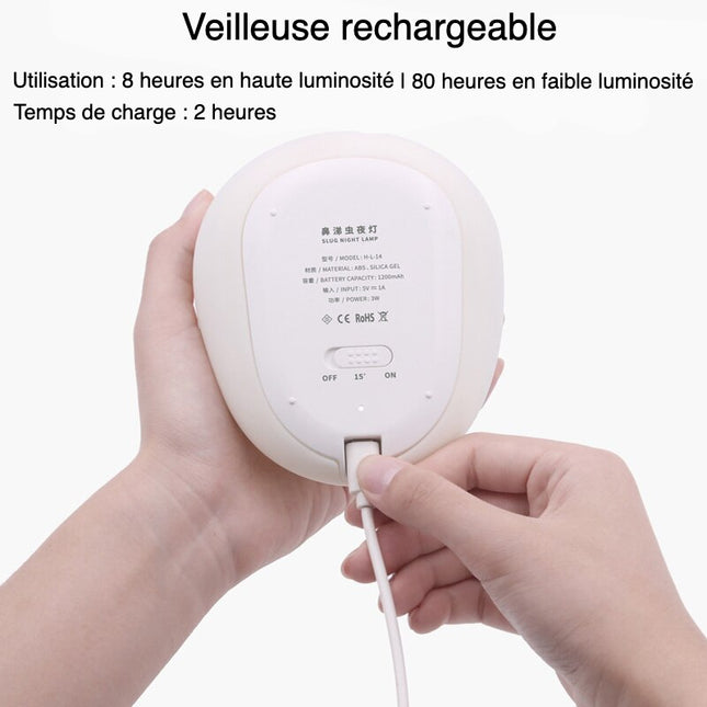 Oppladbar nattlampe snegle for amming