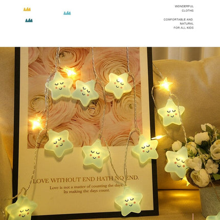 Blå stjernelyslenke for en koselig atmosfære