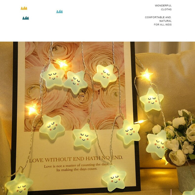 Blå stjernelyslenke for en koselig atmosfære