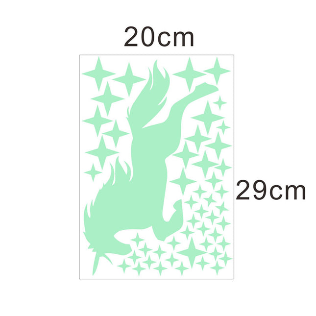 Selvlysende enhjørning veggklistremerker til barnerom