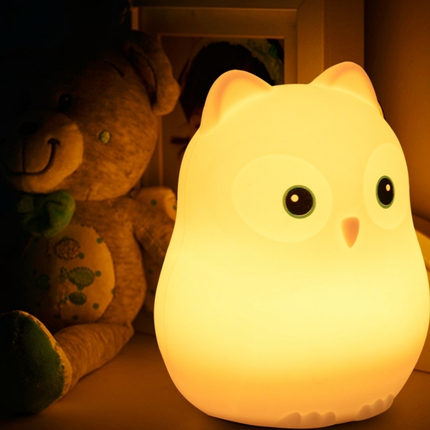 Myk ugle nattlampe med fjernkontroll