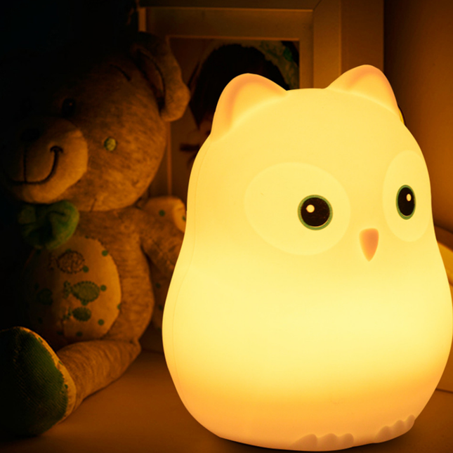 Myk ugle nattlampe med fjernkontroll