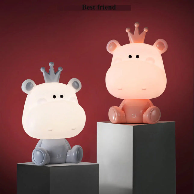 Søt flodhest nattlampe til barnerommet