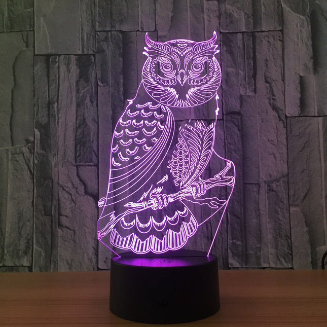 3D LED-lampe ugle for skrivebord